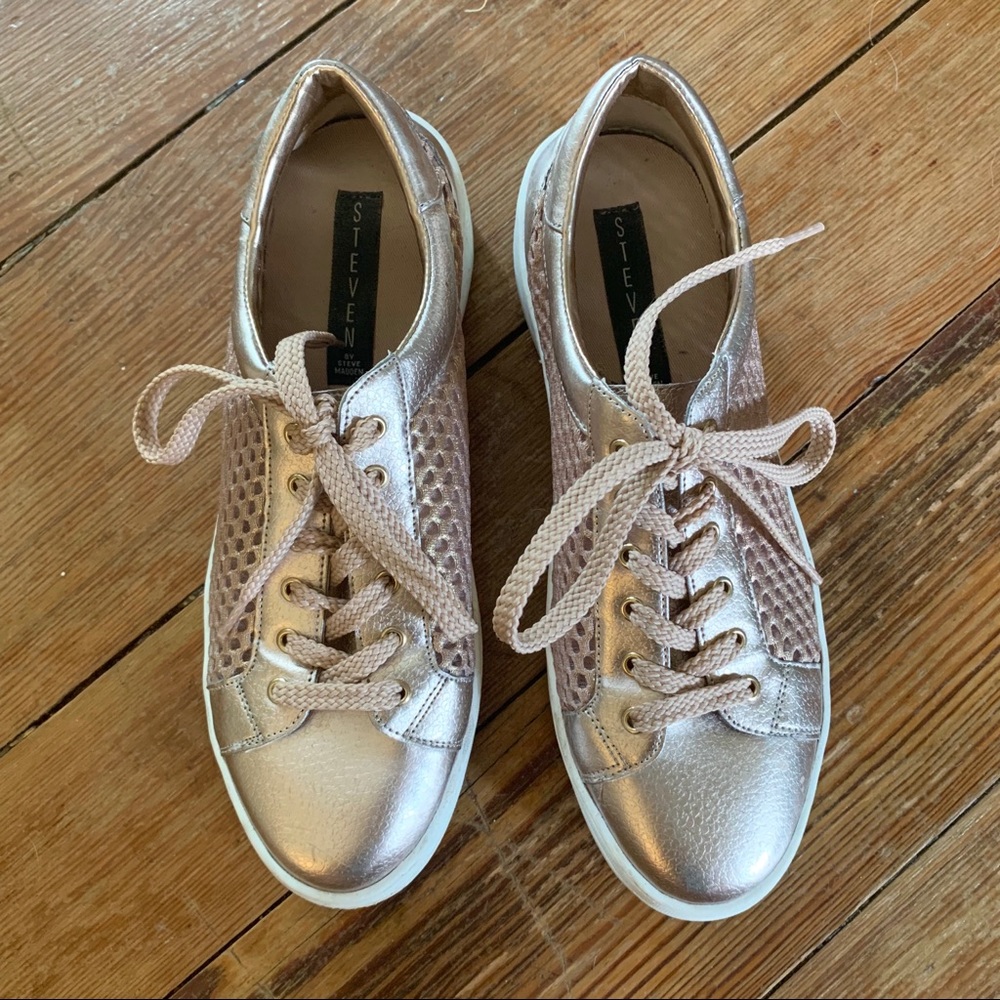 Steve Madden platform rose gold metallic sneakers